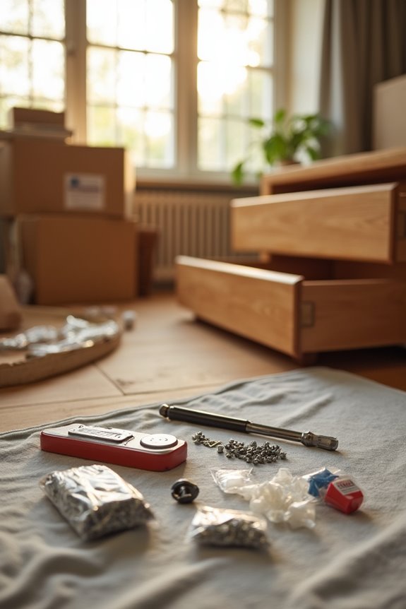 disassemble furniture carefully and methodically